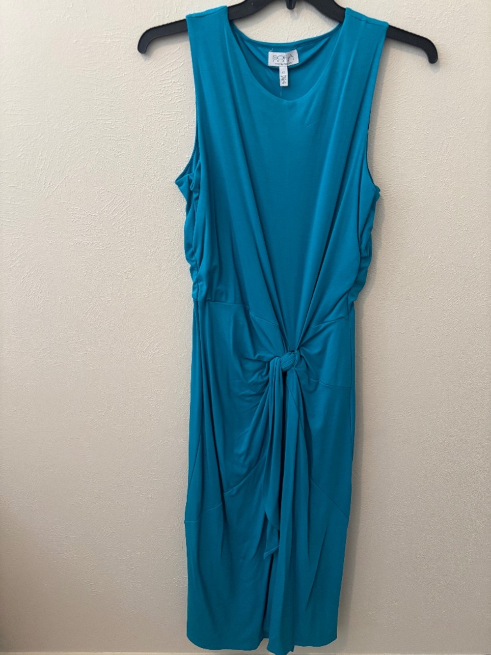 Sophia Jeans by Sofia Vergara Teal Ruched Tie Tank Dress - Size XL